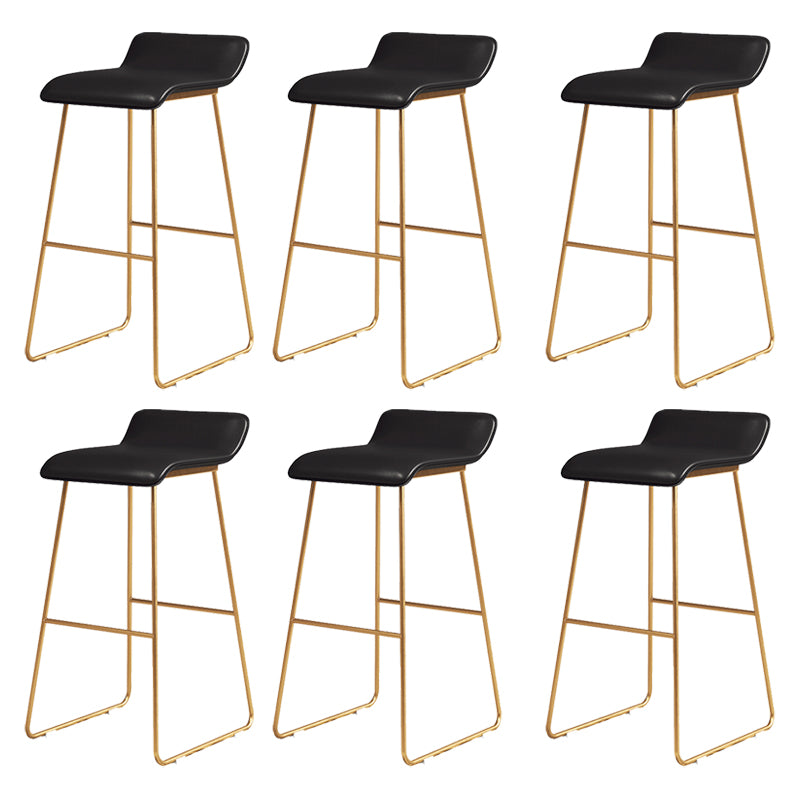 Coffee Shop Counter Stool Glam Metal Footrest Low Back Counter Stools