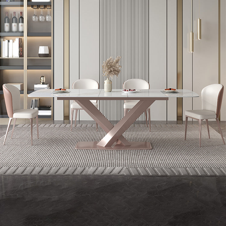 Extendable Sintered Stone Dining Set Rectangle 1/4/5/7 Pieces Kitchen Table with Chairs