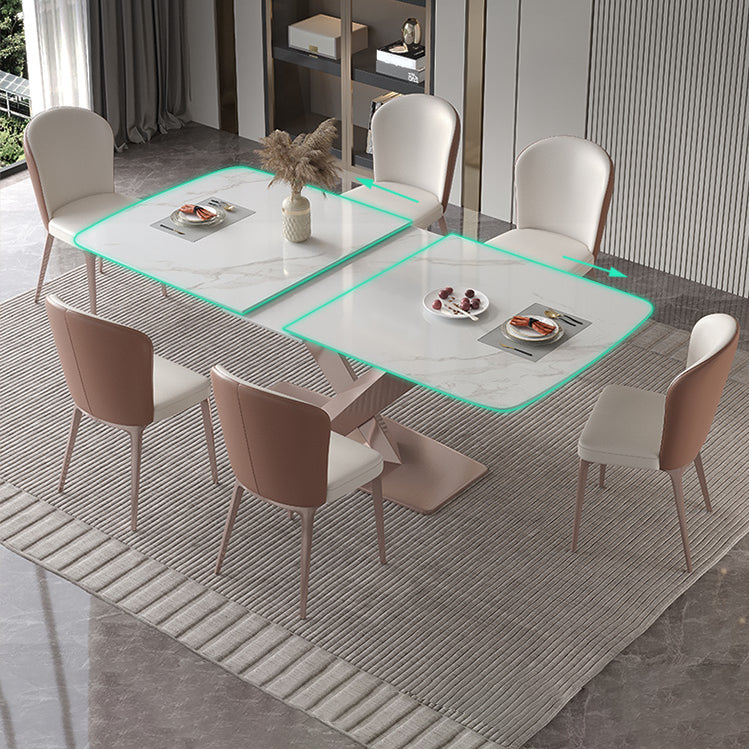 Extendable Sintered Stone Dining Set Rectangle 1/4/5/7 Pieces Kitchen Table with Chairs