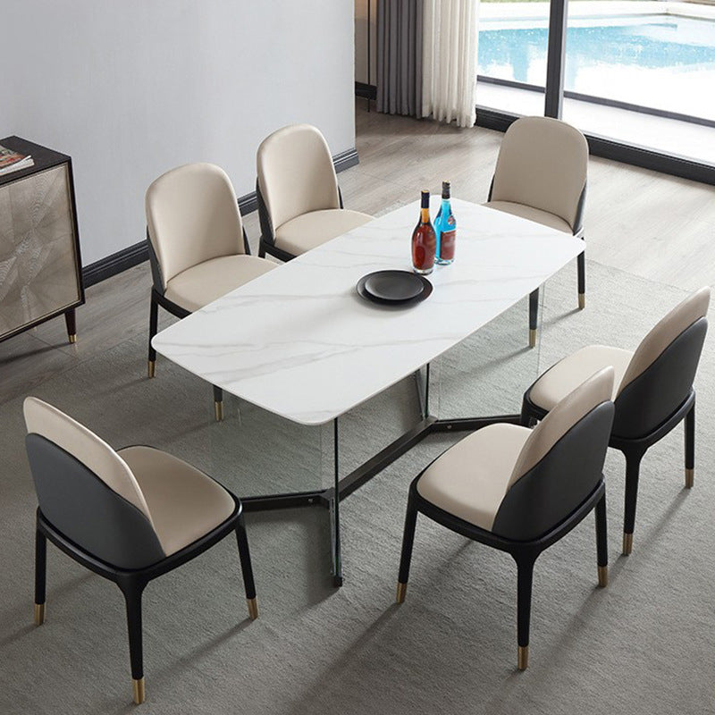 Designer Style Sintered Stone Dining Set Rectangle 1/2/5/7 Pieces Dining Room Table Set