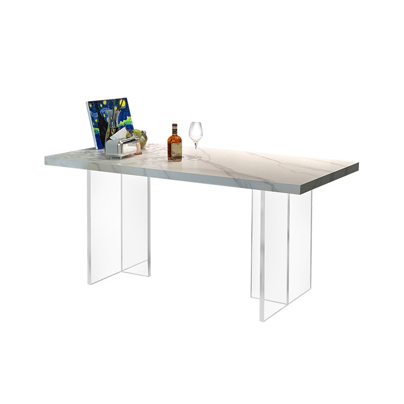 Modern Acrylic Dining Table Set 1/2/3/5 Pieces Rectangle Sintered Stone Top Dinette Set
