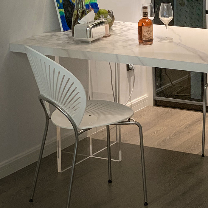Modern Acrylic Dining Table Set 1/2/3/5 Pieces Rectangle Sintered Stone Top Dinette Set