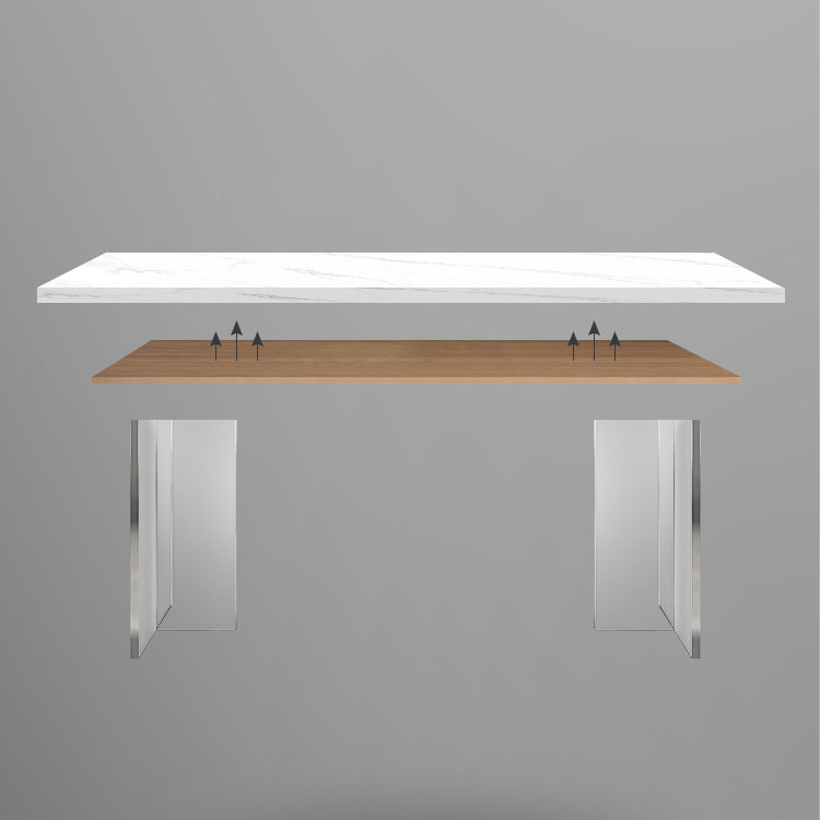 Modern Acrylic Dining Table Set 1/2/3/5 Pieces Rectangle Sintered Stone Top Dinette Set