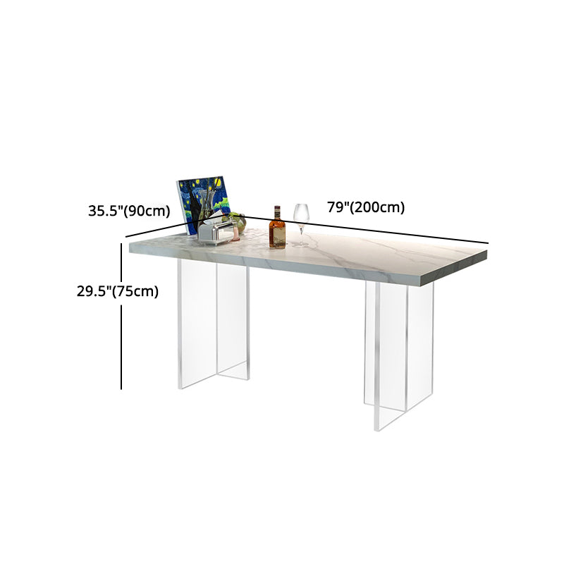 Modern Acrylic Dining Table Set 1/2/3/5 Pieces Rectangle Sintered Stone Top Dinette Set