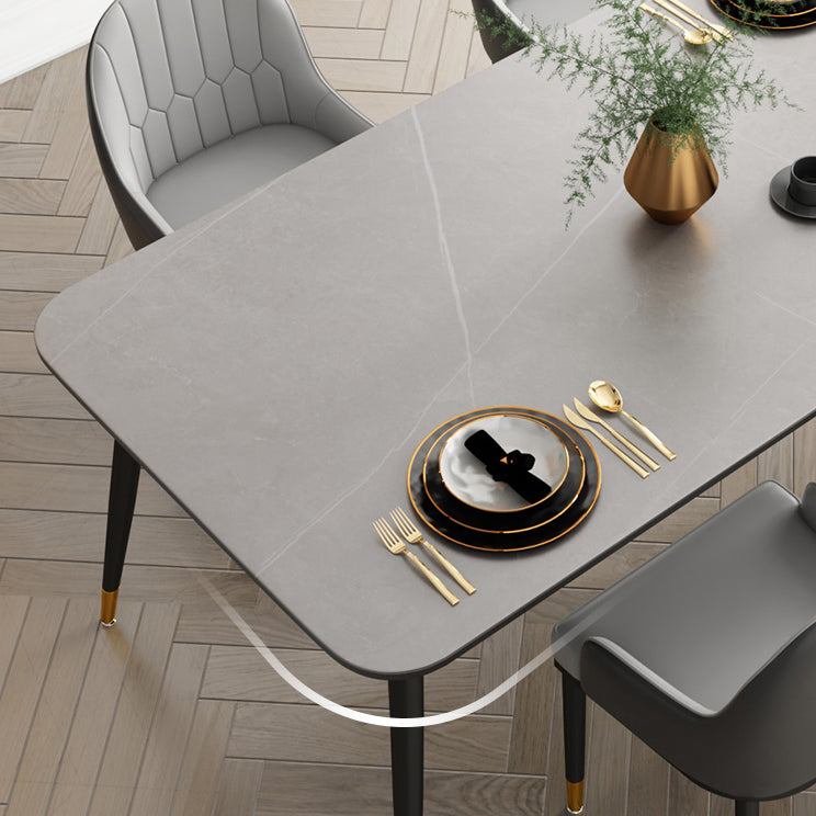 Modern Rectangle Dining Table Set 1/2/5/7 Pieces Grey Sintered Stone Top Dinette Set