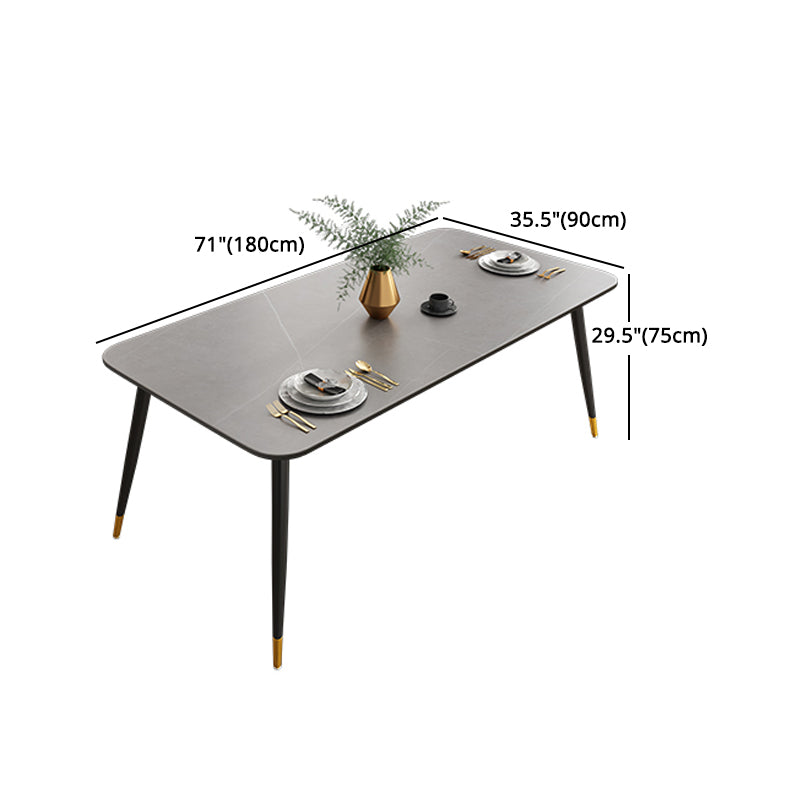 Modern Rectangle Dining Table Set 1/2/5/7 Pieces Grey Sintered Stone Top Dinette Set