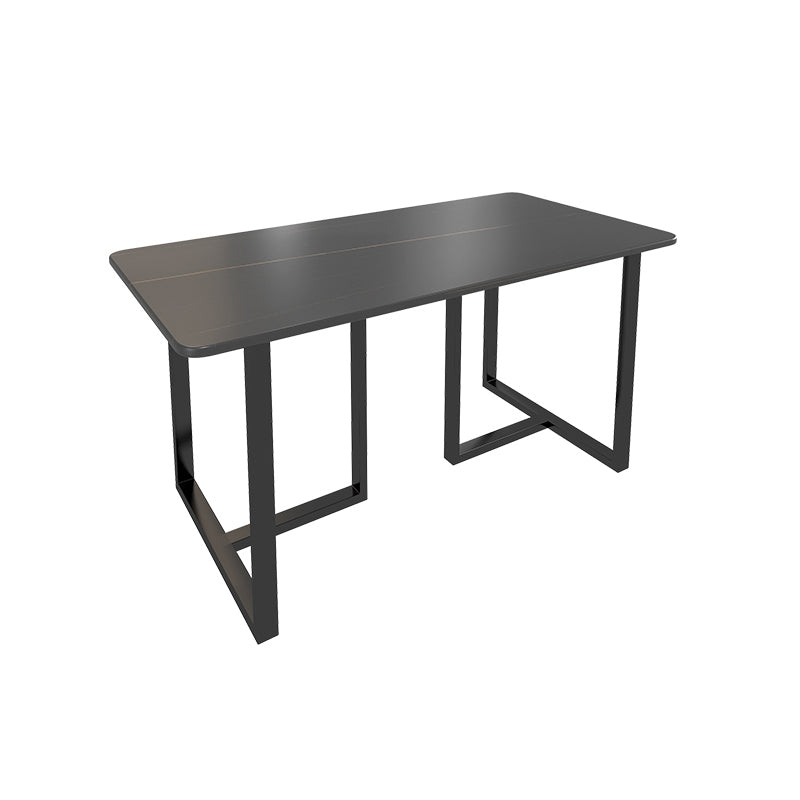 Glam Iron Dinette Set 1/2/5/7 Pieces Dining Table Set with Rectangle Sintered Stone Top