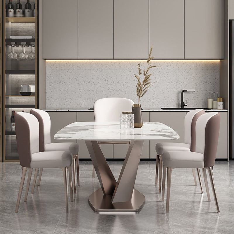 Modern Sintered Stone Top Dining Set Rectangle 1/4/5/6/7 Pieces Dining Room Table Set