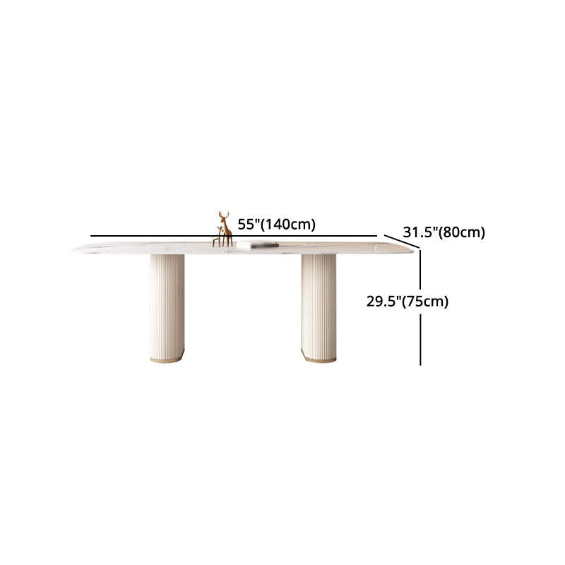 Modern Leatherwear Dinette Set 1/4/5/7 Pieces White Sintered Stone Top Dining Table Set