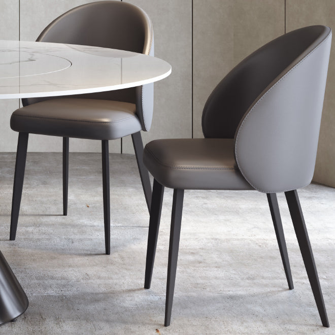 Modern Grey Steel Dinette Set 1/4/5/7 Pieces Round Sintered Stone Top Dining Table Set