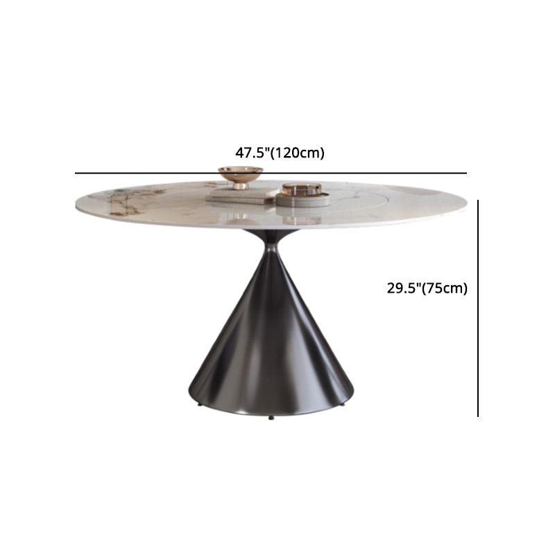 Modern Grey Steel Dinette Set 1/4/5/7 Pieces Round Sintered Stone Top Dining Table Set