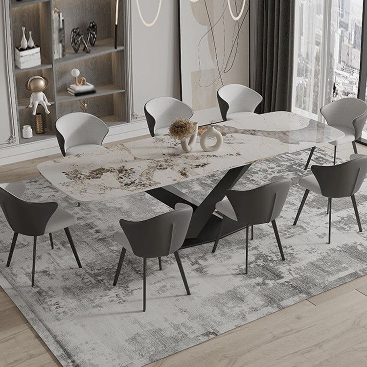 Modern Rectangle Dinette Set 1/3/4/5/7/9 Pieces Sintered Stone Top Dining Table Set