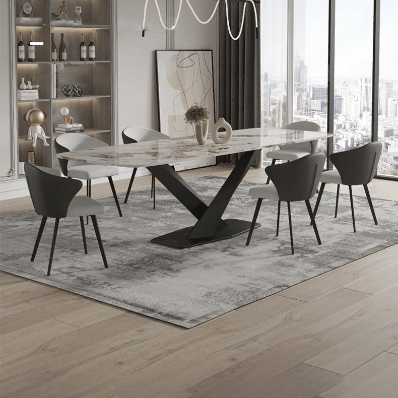 Modern Rectangle Dinette Set 1/3/4/5/7/9 Pieces Sintered Stone Top Dining Table Set