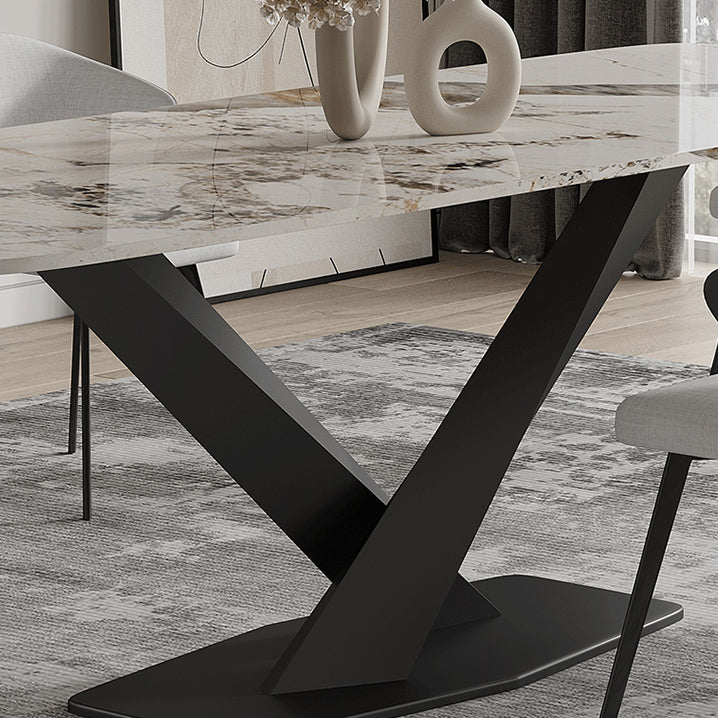 Modern Rectangle Dinette Set 1/3/4/5/7/9 Pieces Sintered Stone Top Dining Table Set