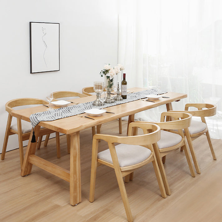 Solid Wood Top Dining Table Modern Simple Table with 4 Legs for Living Room