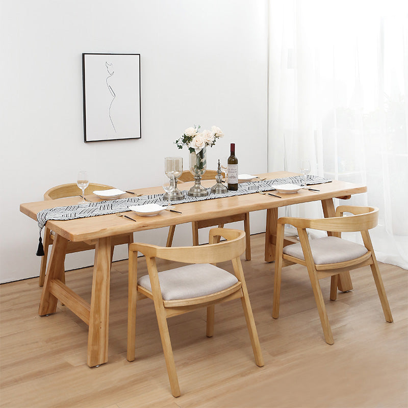 Solid Wood Top Dining Table Modern Simple Table with 4 Legs for Living Room