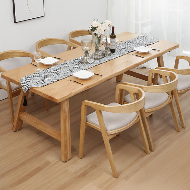 Solid Wood Top Dining Table Modern Simple Table with 4 Legs for Living Room