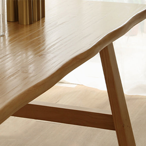 Solid Wood Top Dining Table Modern Simple Table with 4 Legs for Living Room