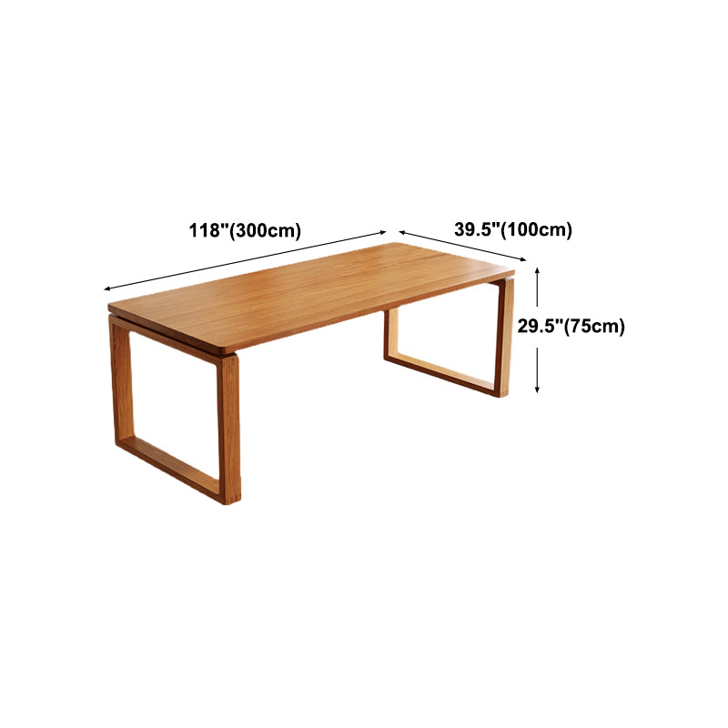 Modern Rectangle Counter Dining Table Trestle Solid Wood Natural Dining Site Table