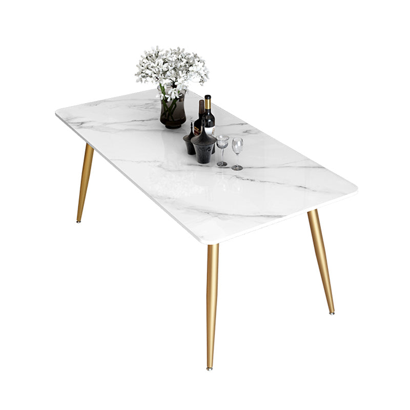 Tripod Base Dining Table Traditional Luxury Rectangle Stone and Iron Dining Table