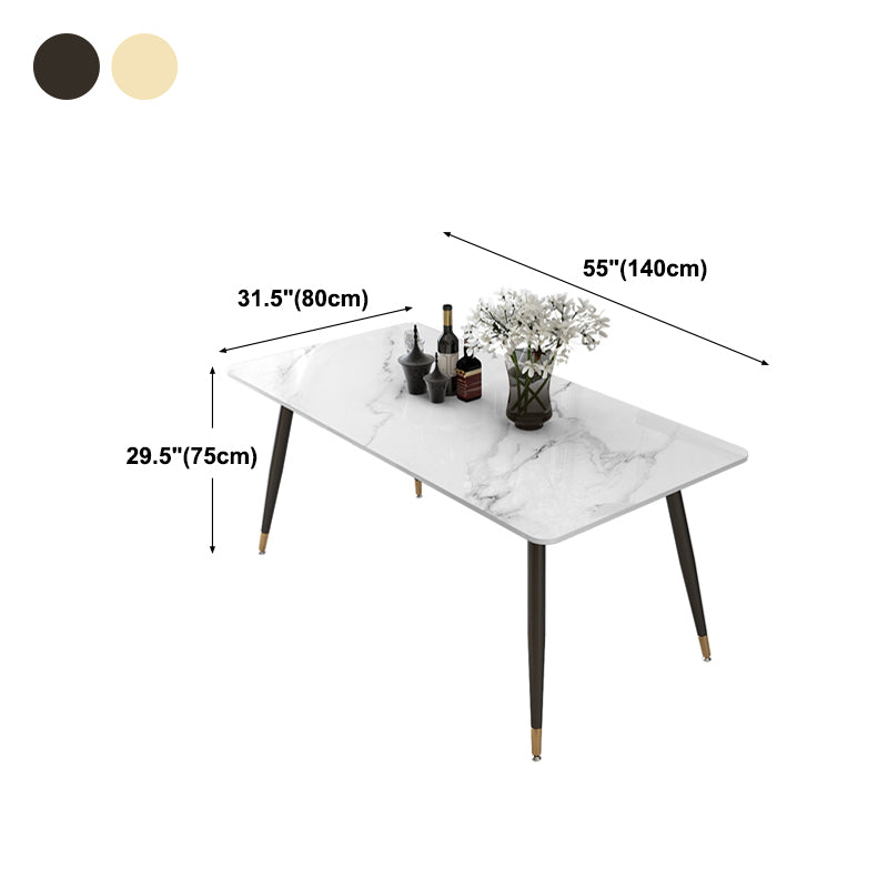Tripod Base Dining Table Traditional Luxury Rectangle Stone and Iron Dining Table