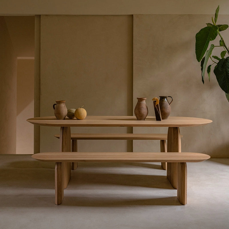 Oval Modern Dining Table Pine Solid Wood Natural Dining Room Collection