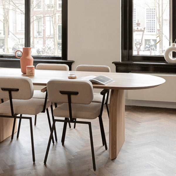 Oval Modern Dining Table Pine Solid Wood Natural Dining Room Collection