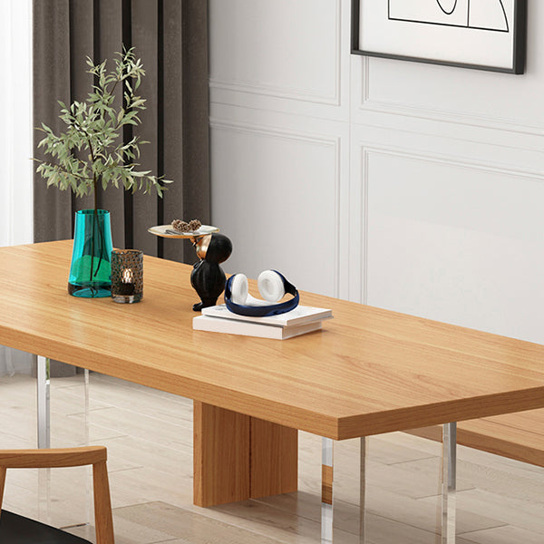 Modern Wood Table in Brown for Restaurant Rectangle Table with Acrylic Base
