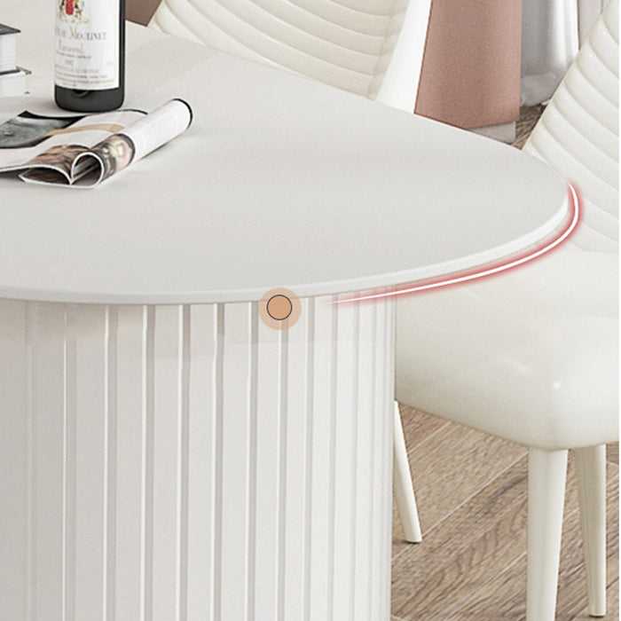 Modern White Top Oval Dinette Table White Base Dining Table for Living Room
