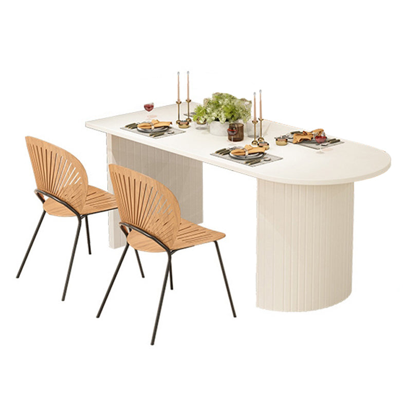 Modern White Top Oval Dinette Table White Base Dining Table for Living Room