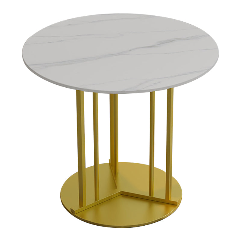 Metal Base Dining Table Glam Style White Stone Top Dining Table for Living Room