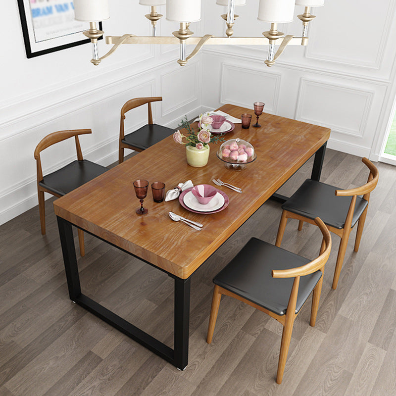 Natural and Black Dining Site Table Industrial Wood and Metal Dining Table