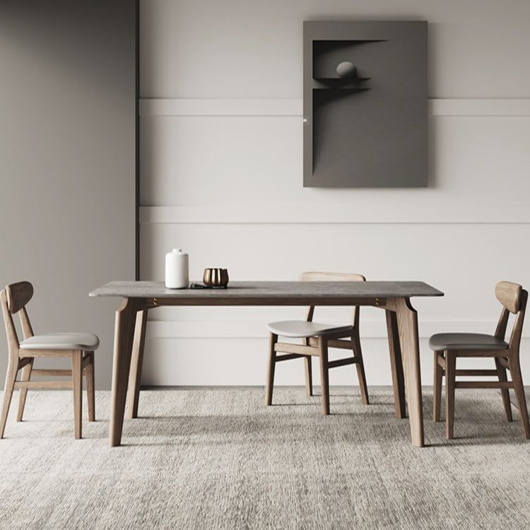 Modern Rectangle Counter Dining Table Brown Wood Finish Legs Dining Table