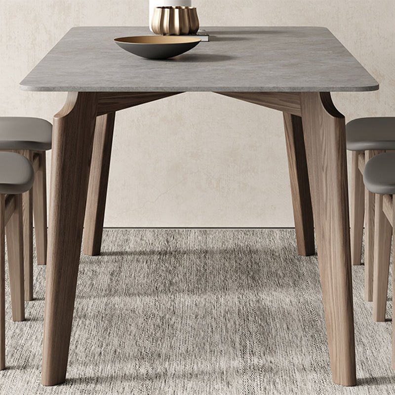 Modern Rectangle Counter Dining Table Brown Wood Finish Legs Dining Table