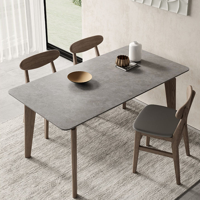 Modern Rectangle Counter Dining Table Brown Wood Finish Legs Dining Table