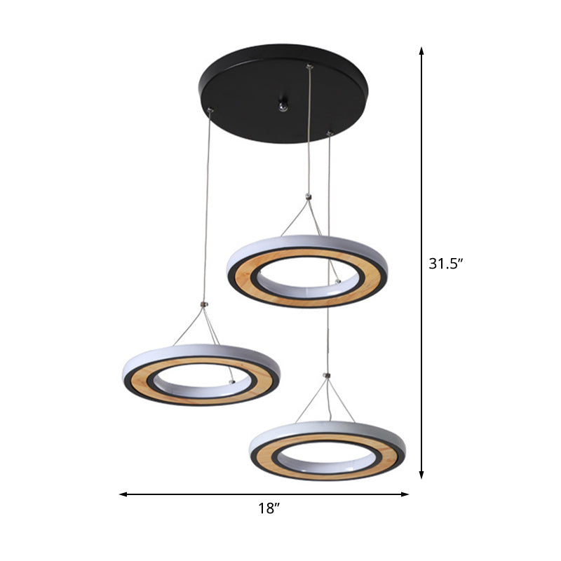 Anillo de metal LED Lighting Modern Style Modern 3 Lights Multi lámparas Coste en negro para sala de estar