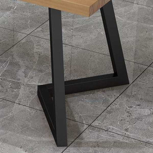 Metal Industrial Rectangle Table Pine Solid Wood Top Table with Sled Base