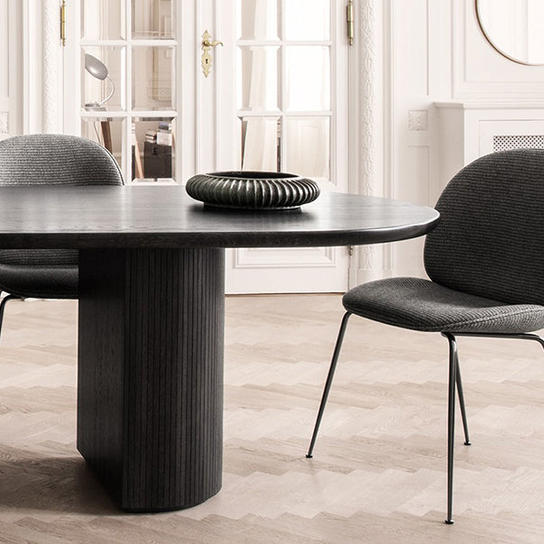 Modern Style Oval Table Solid Wood Double Pedestal Dining Room Furniture