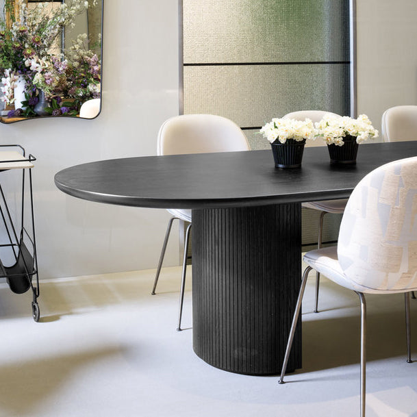 Modern Style Oval Table Solid Wood Double Pedestal Dining Room Furniture