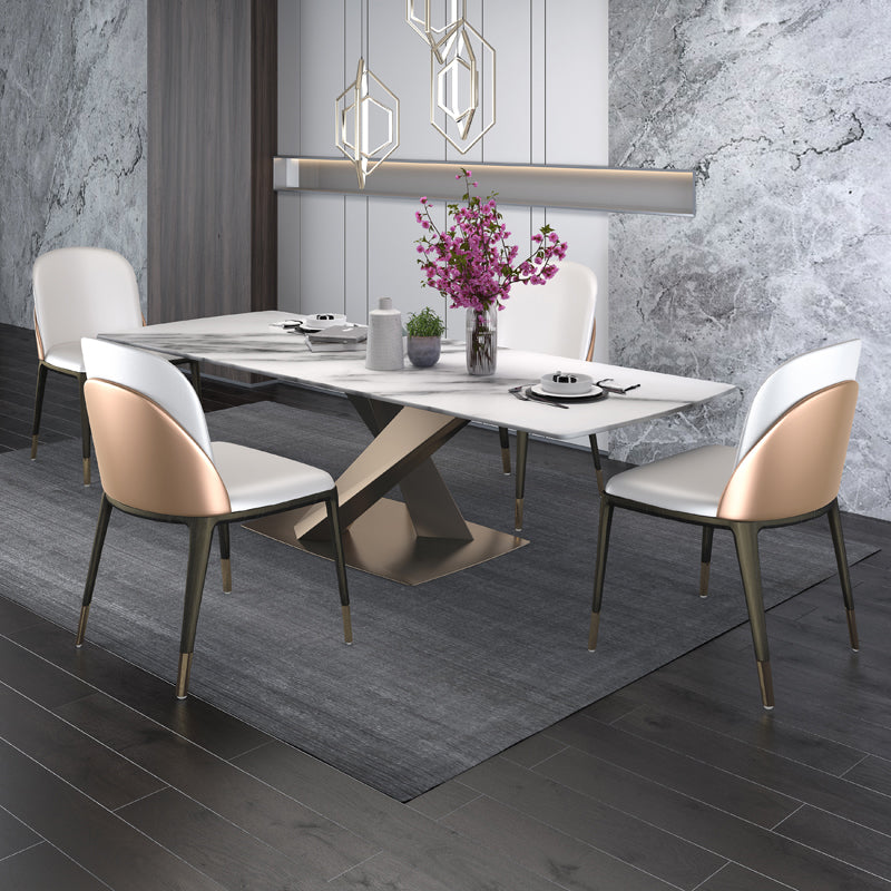 Armless Dining Chairs Modern Faux Leather Side Chairs for Home