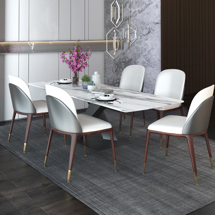 Armless Dining Chairs Modern Faux Leather Side Chairs for Home