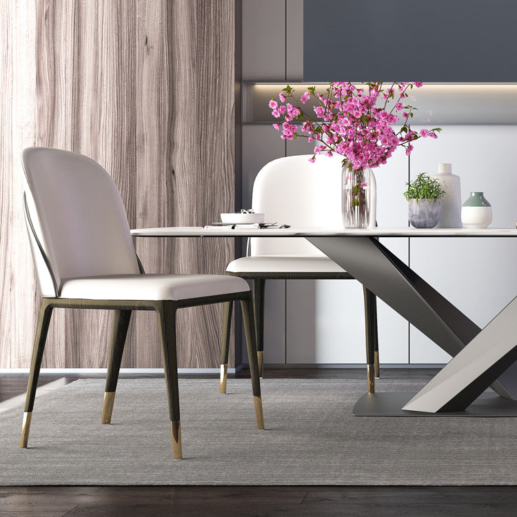 Armless Dining Chairs Modern Faux Leather Side Chairs for Home