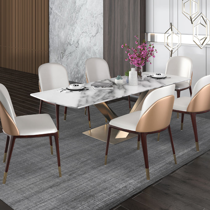 Armless Dining Chairs Modern Faux Leather Side Chairs for Home