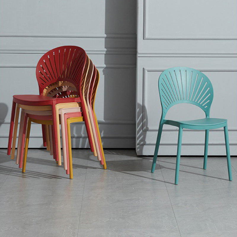 Scandinavian Plastic Armless Chair Kitchen Dining Room Open Back Chair