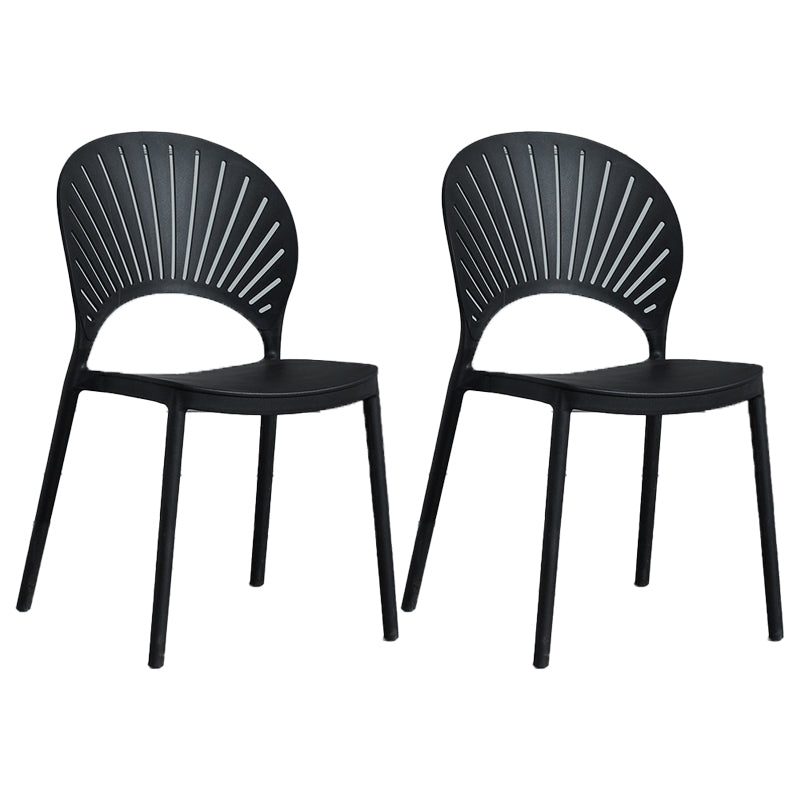 Scandinavian Plastic Armless Chair Kitchen Dining Room Open Back Chair