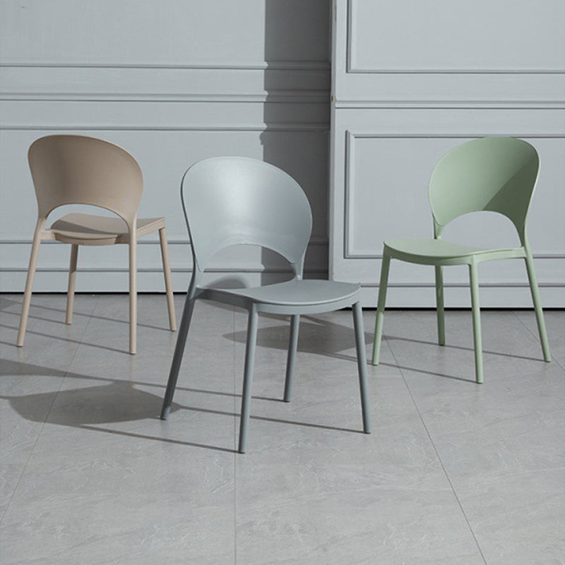Scandinavian Plastic Armless Chair Kitchen Dining Room Open Back Chair