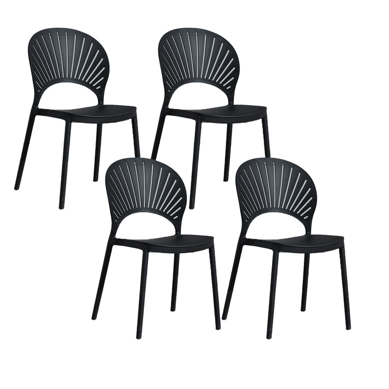 Scandinavian Plastic Armless Chair Kitchen Dining Room Open Back Chair