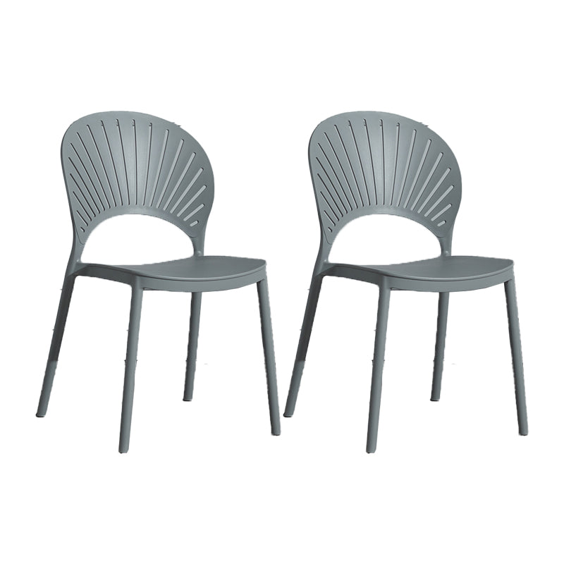 Scandinavian Plastic Armless Chair Kitchen Dining Room Open Back Chair