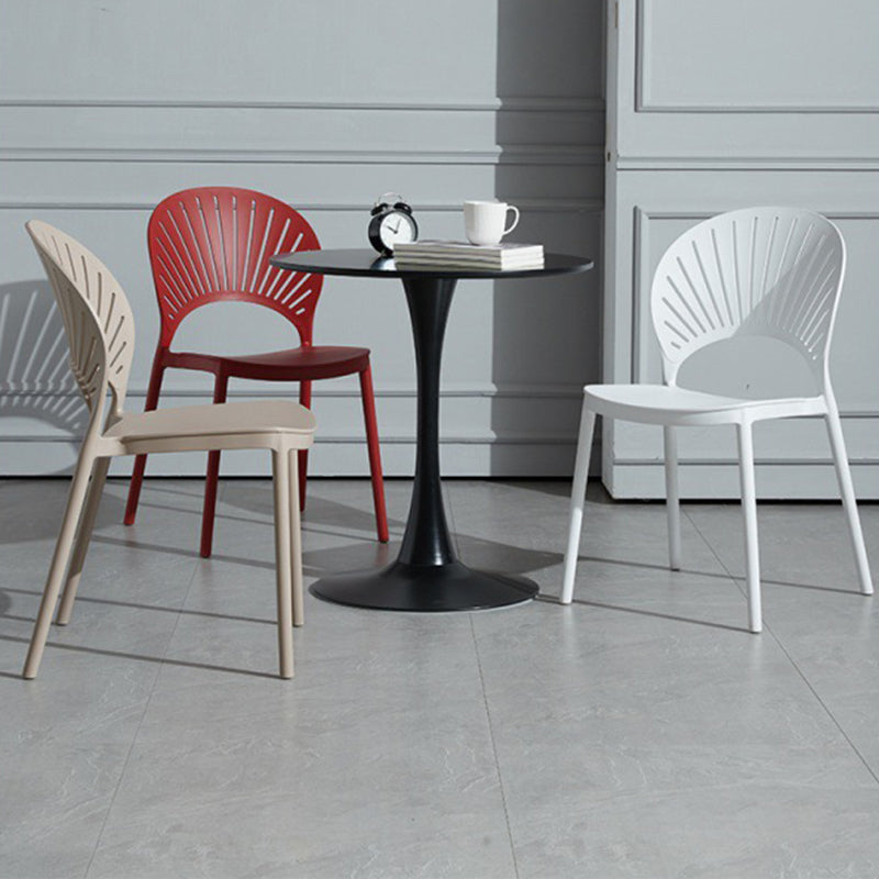 Scandinavian Plastic Armless Chair Kitchen Dining Room Open Back Chair
