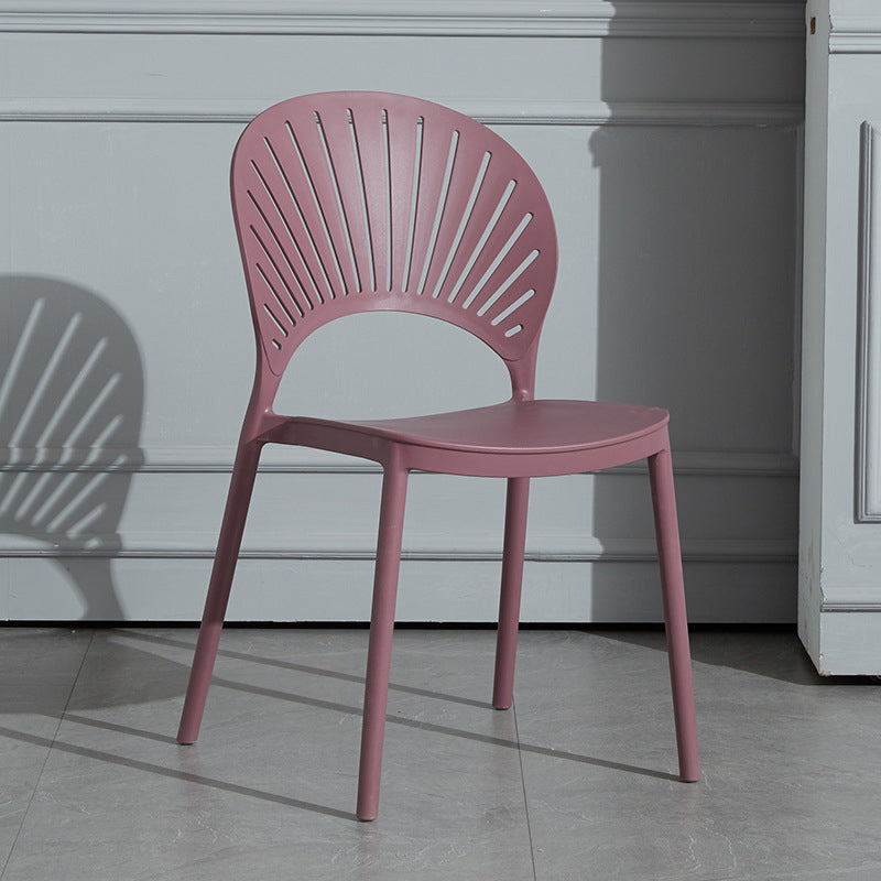 Scandinavian Plastic Armless Chair Kitchen Dining Room Open Back Chair